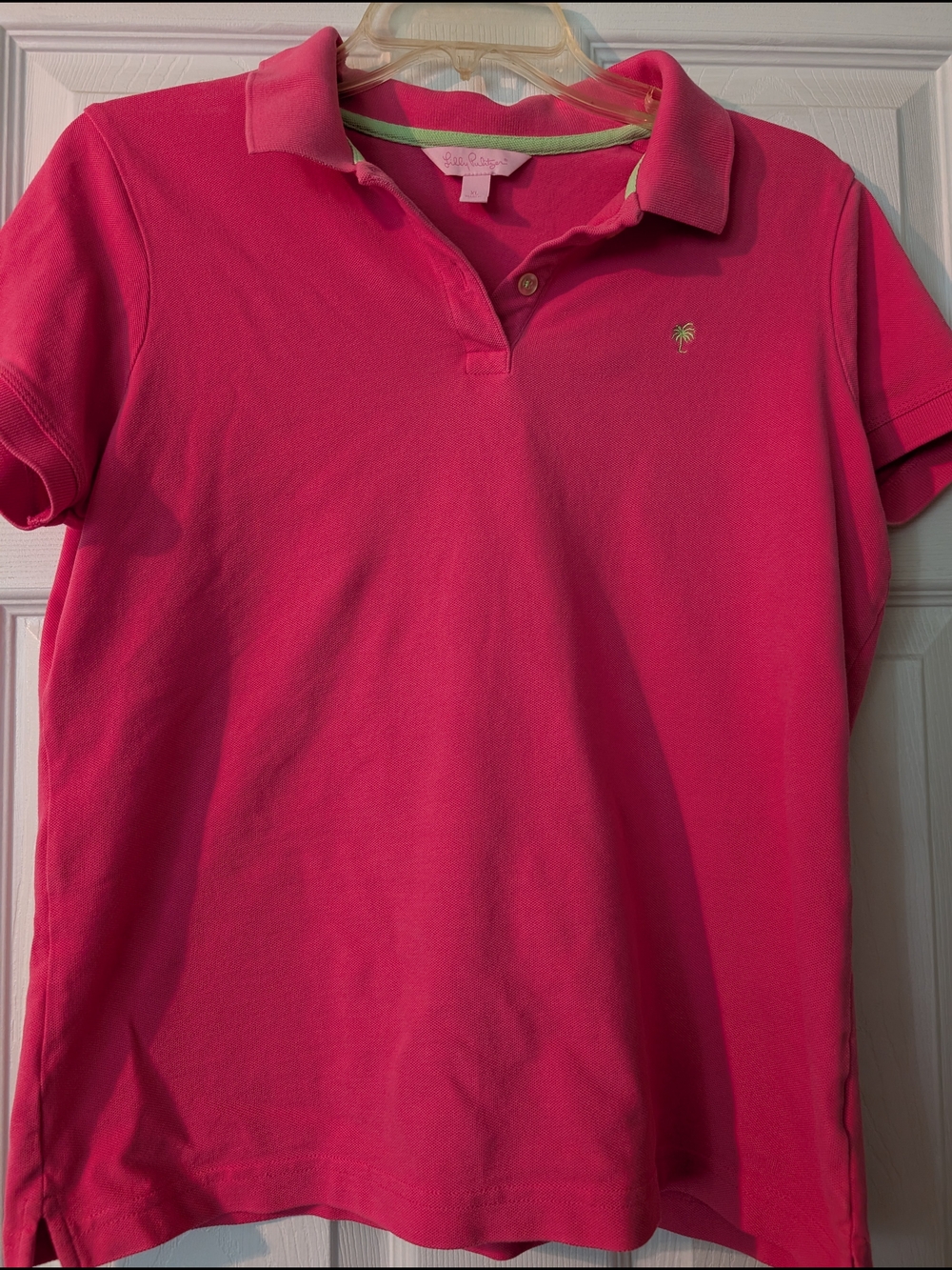 Lilly Pulitzer Pink Pima Cotton Stretch Polo Shirt with Palm Logo